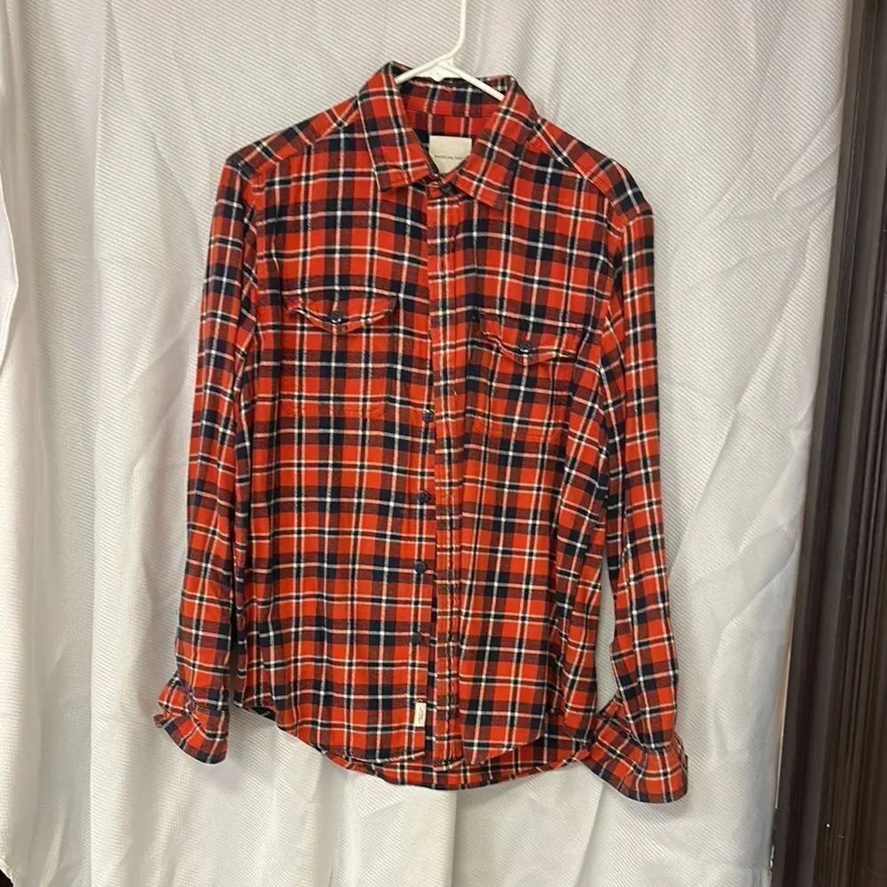Red and Black Plaid Button-Up Shirt